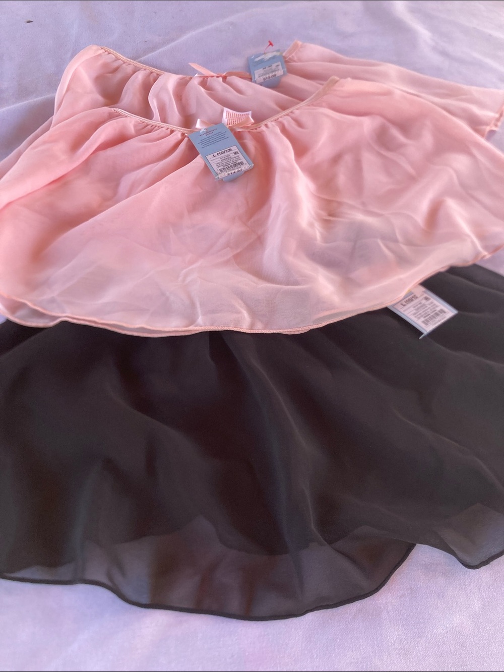 Two-Tier Chiffon Circle Skirt in Light Pink and Black
